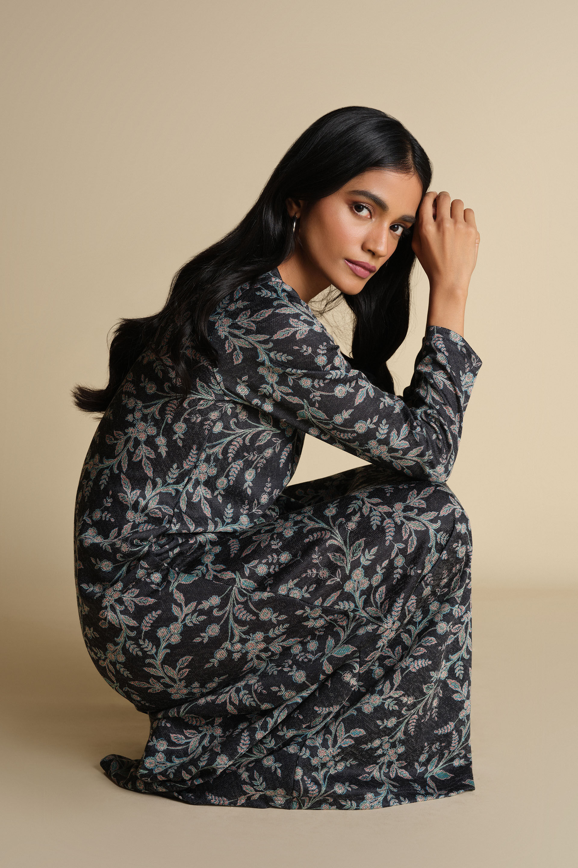 Neela Phool Maxi Dress, Grey, image 4